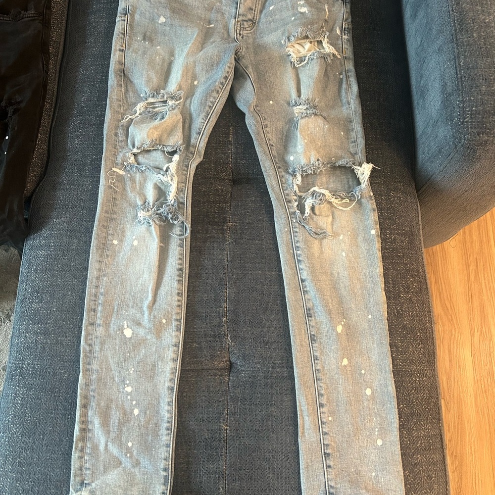 Distressed Light Blue Purple Brand Jeans
